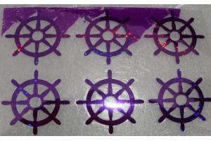 6 Buegelpailletten Steuerrad Hologramm lila